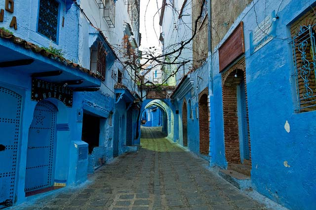 Blue city streets of Jodhpur with traditional houses