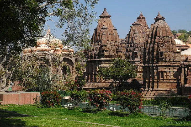 Mandore Gardens with temples and lush greenery