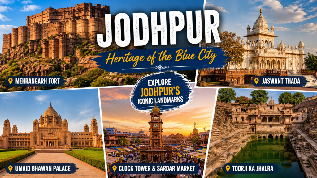 Jodhpur blue city heritage view with Mehrangarh Fort and blue houses